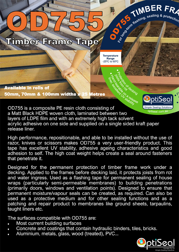 Timber frame tape for below decking